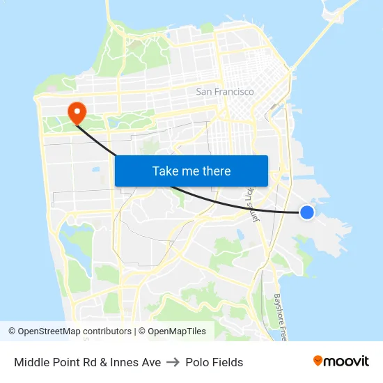 Middle Point Rd & Innes Ave to Polo Fields map