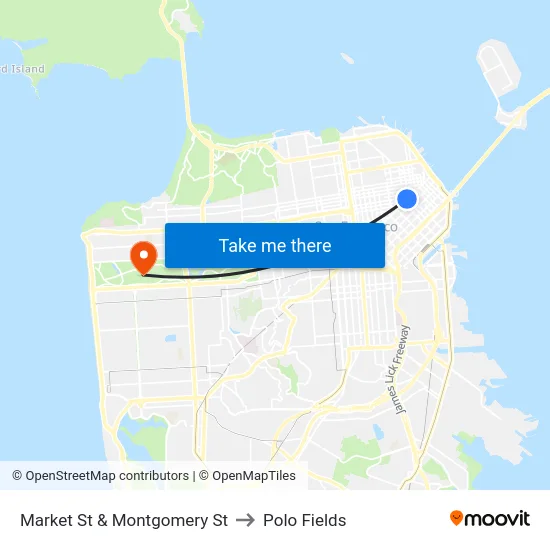 Market St & Montgomery St to Polo Fields map