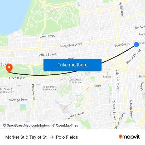 Market St & Taylor St to Polo Fields map