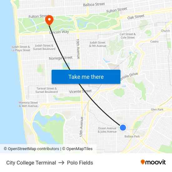 City College Terminal to Polo Fields map