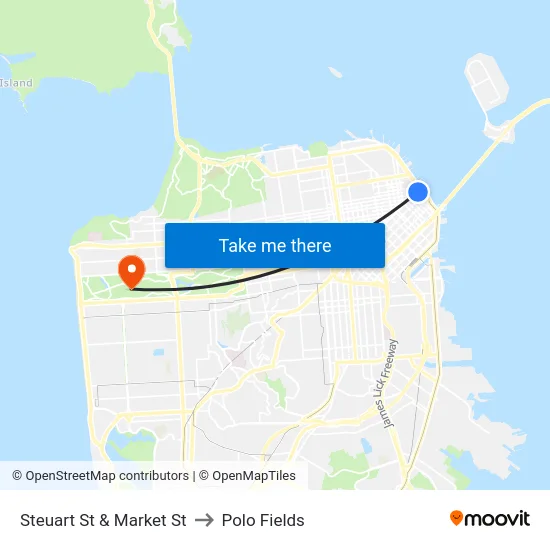 Steuart St & Market St to Polo Fields map
