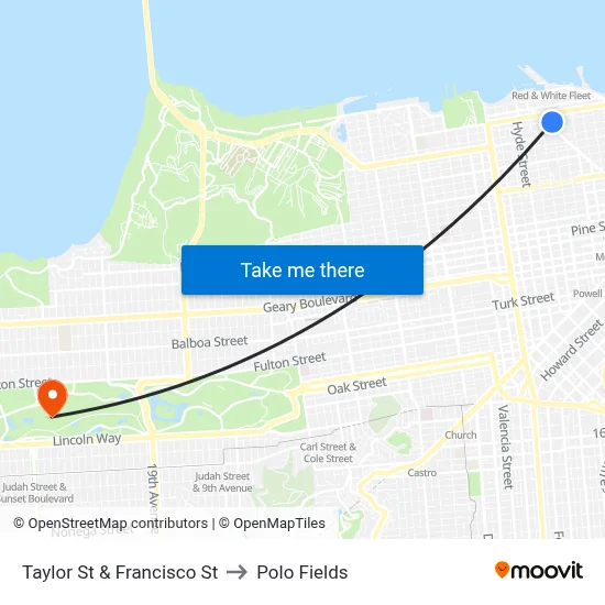 Taylor St & Francisco St to Polo Fields map