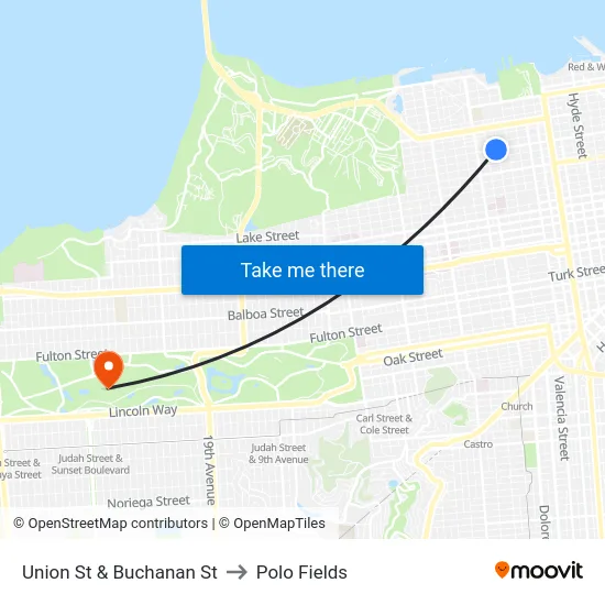 Union St & Buchanan St to Polo Fields map