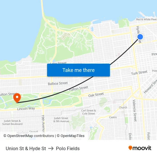 Union St & Hyde St to Polo Fields map