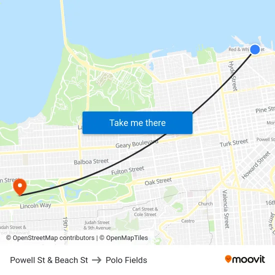 Powell St & Beach St to Polo Fields map