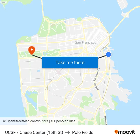 UCSF / Chase Center (16th St) to Polo Fields map
