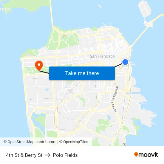 4th St & Berry St to Polo Fields map