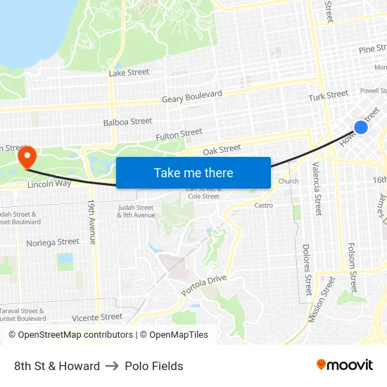 8th St & Howard to Polo Fields map