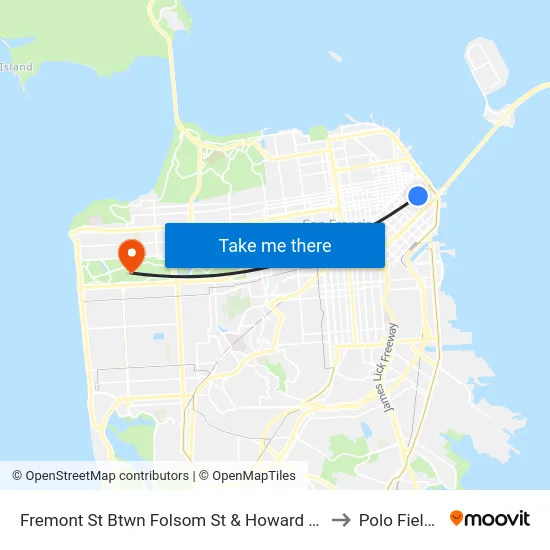 Fremont St Btwn Folsom St & Howard St to Polo Fields map