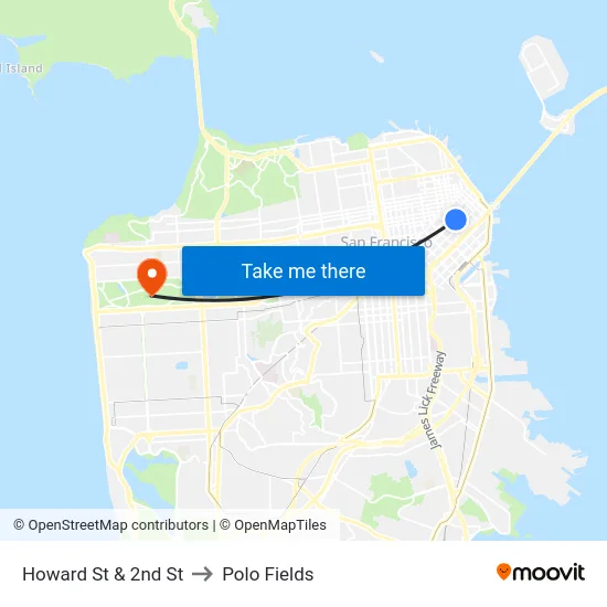 Howard St & 2nd St to Polo Fields map