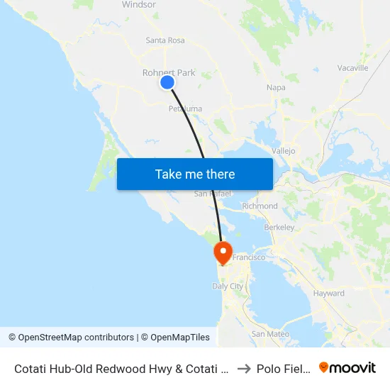 Cotati Hub-Old Redwood Hwy & Cotati Ave to Polo Fields map