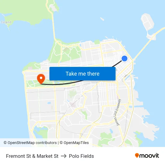 Fremont St & Market St to Polo Fields map