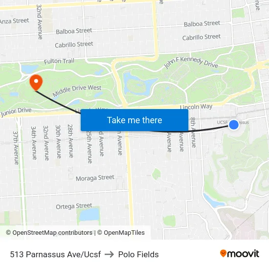 513 Parnassus Ave/Ucsf to Polo Fields map