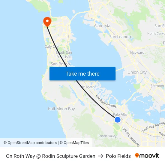 On Roth Way @ Rodin Sculpture Garden to Polo Fields map