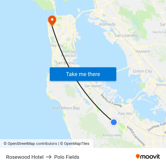 Rosewood Hotel to Polo Fields map