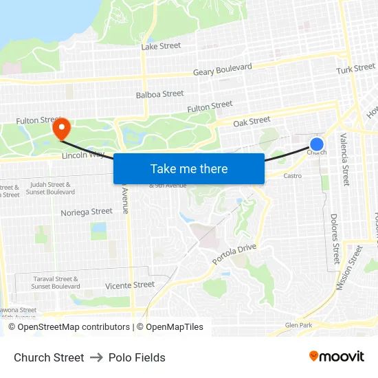Church Street to Polo Fields map