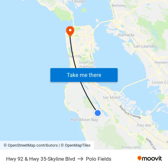 Hwy 92 & Hwy 35-Skyline Blvd to Polo Fields map