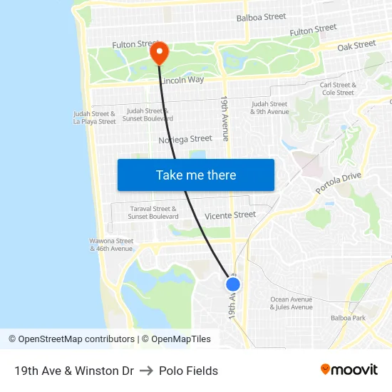 19th Ave & Winston Dr to Polo Fields map