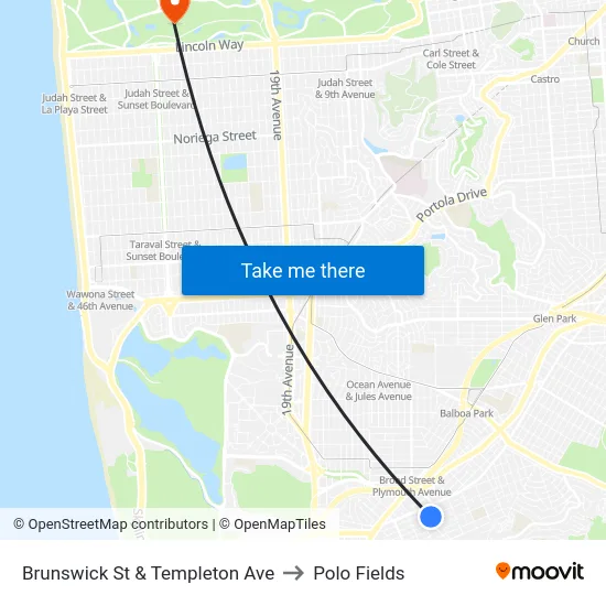 Brunswick St & Templeton Ave to Polo Fields map