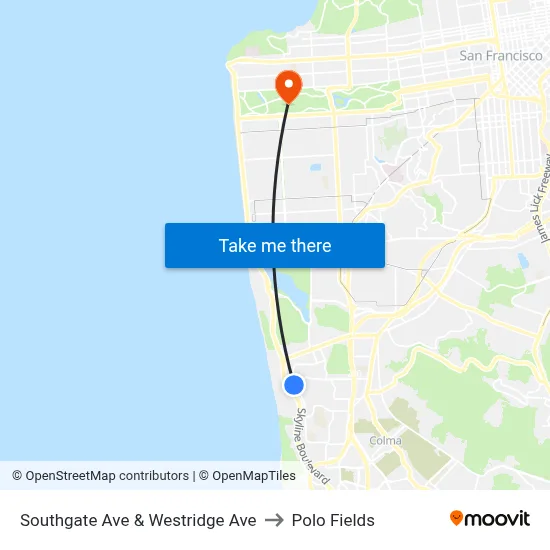 Southgate Ave & Westridge Ave to Polo Fields map