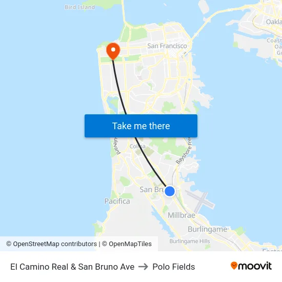 El Camino Real & San Bruno Ave to Polo Fields map