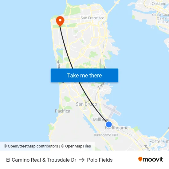 El Camino Real & Trousdale Dr to Polo Fields map