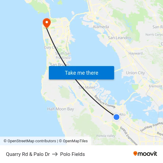 Quarry Rd & Palo Dr to Polo Fields map
