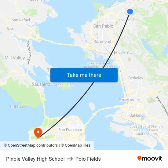 Pinole Valley High School to Polo Fields map