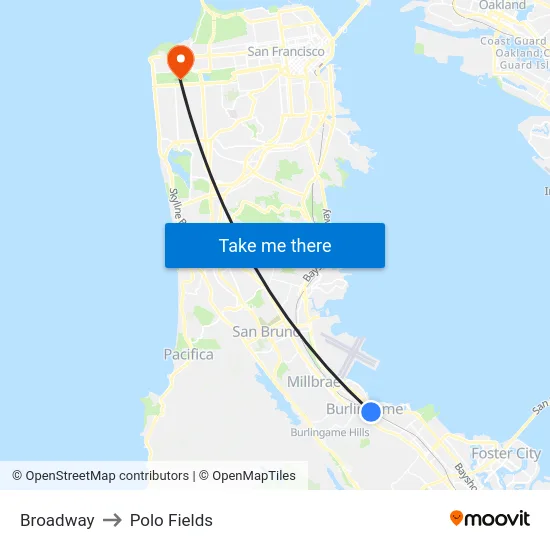 Broadway to Polo Fields map