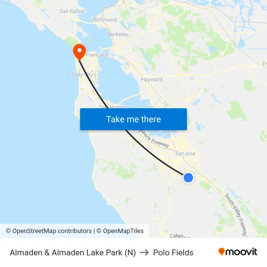 Almaden & Almaden Lake Park (N) to Polo Fields map