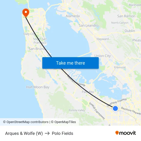 Arques & Wolfe (W) to Polo Fields map