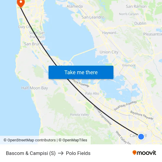 Bascom & Campisi (S) to Polo Fields map