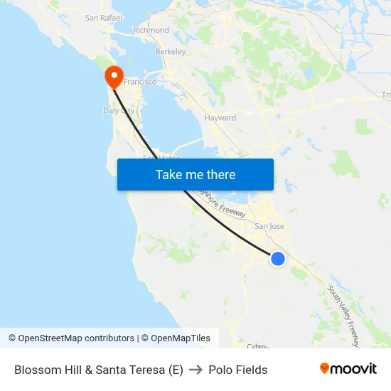Blossom Hill & Santa Teresa (E) to Polo Fields map
