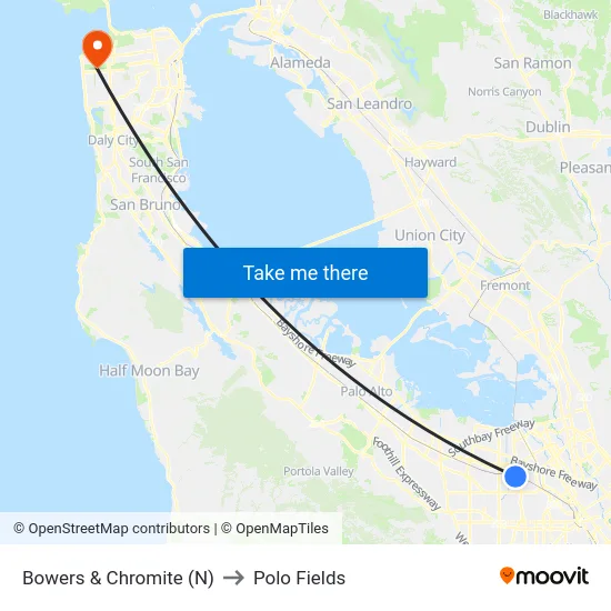 Bowers & Chromite (N) to Polo Fields map