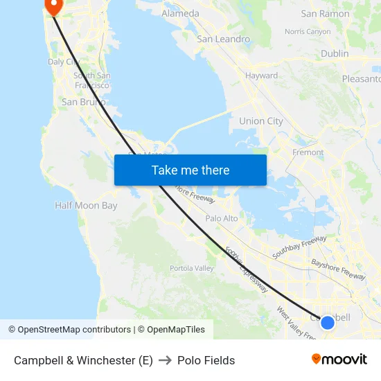 Campbell & Winchester (E) to Polo Fields map