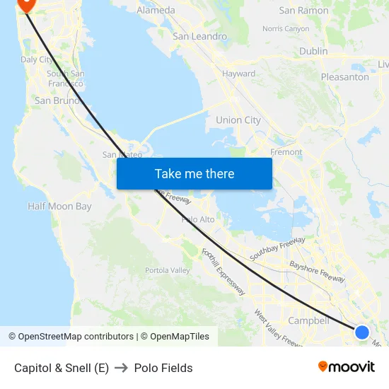 Capitol & Snell (E) to Polo Fields map