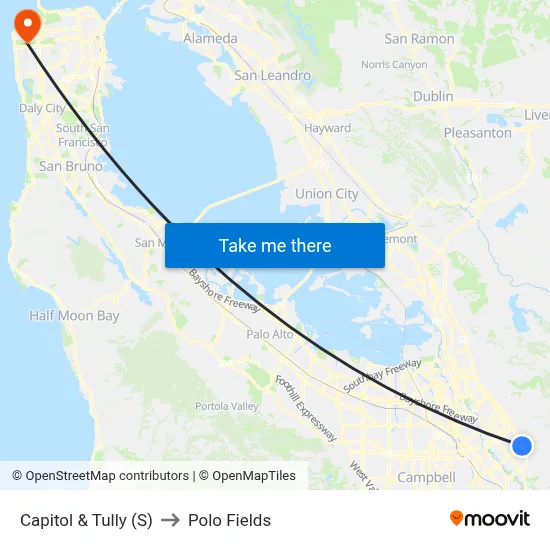Capitol & Tully (S) to Polo Fields map
