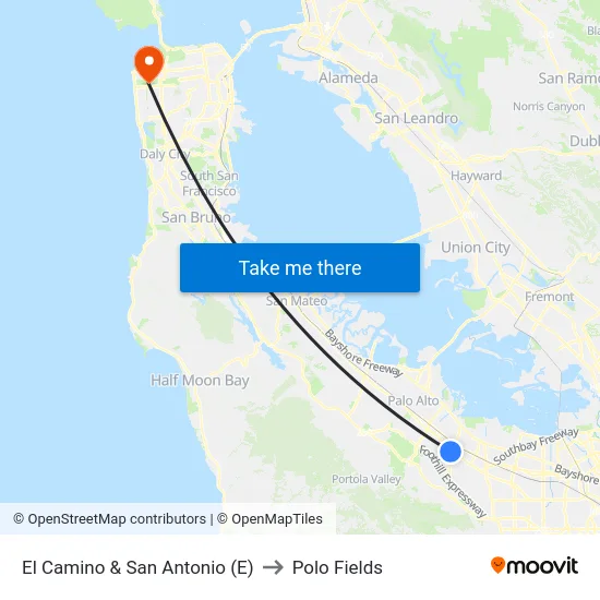 El Camino & San Antonio (E) to Polo Fields map