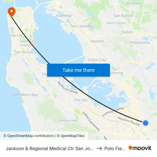 Jackson & Regional Medical Ctr San Jose (S) to Polo Fields map
