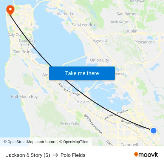 Jackson & Story (S) to Polo Fields map