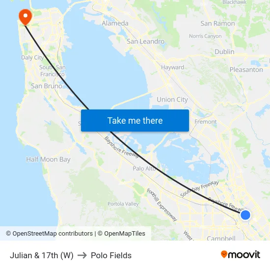 Julian & 17th (W) to Polo Fields map