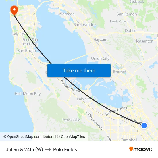 Julian & 24th (W) to Polo Fields map