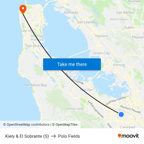 Kiely & El Sobrante (S) to Polo Fields map