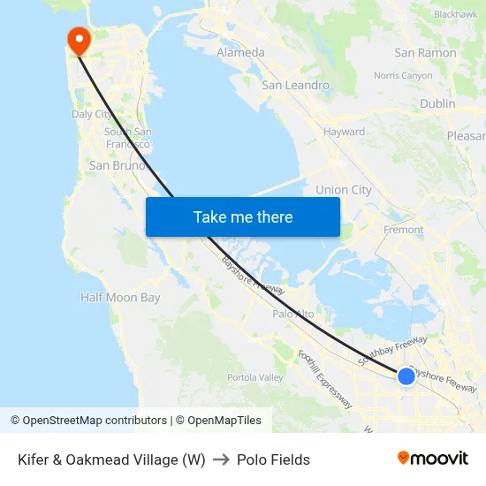 Kifer & Oakmead Village (W) to Polo Fields map