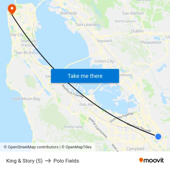King & Story (S) to Polo Fields map