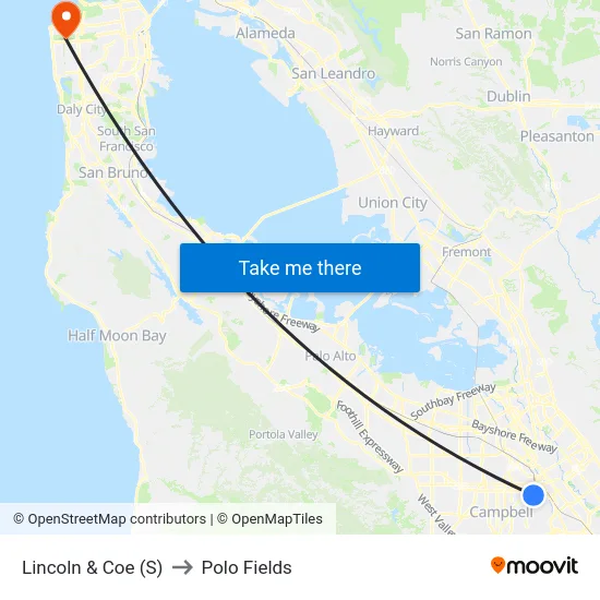 Lincoln & Coe (S) to Polo Fields map