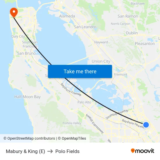 Mabury & King (E) to Polo Fields map