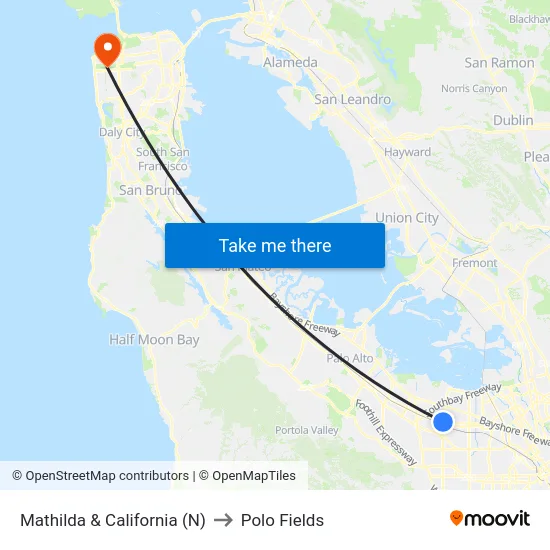 Mathilda & California (N) to Polo Fields map