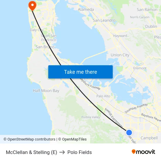 McClellan & Stelling (E) to Polo Fields map