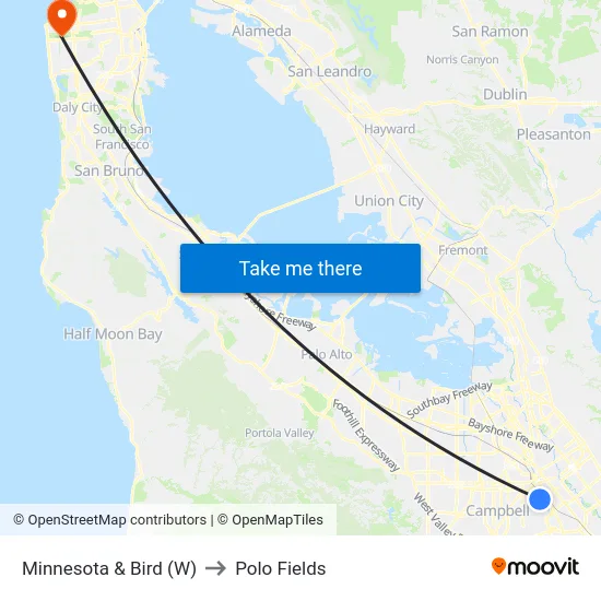 Minnesota & Bird (W) to Polo Fields map